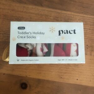 3 pairs of toddler socks with grippy bottoms. Pact holiday socks organic cotton